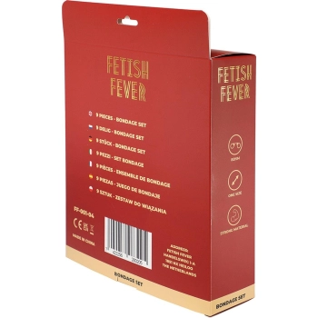 Fetish Fever - Bondage Set - 9 pieces - Red/Black