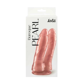 Podwójne dildo perłowe Pearl różowe z przyssawką 17 cm
