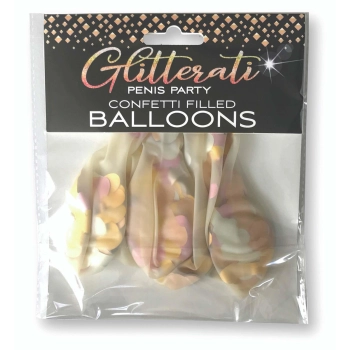 Balony Glitterati z penisowym konfetti 5 sztuk