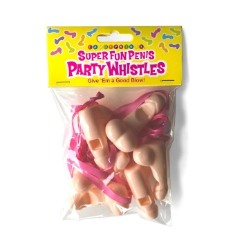 Gwizdki imprezowe w kształcie penisa Super Fun Penis 6 szt różowe