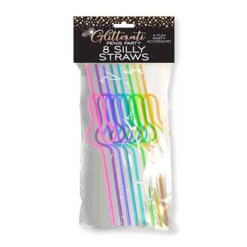 Kolorowe słomki penisowe Glitterati 8 szt
