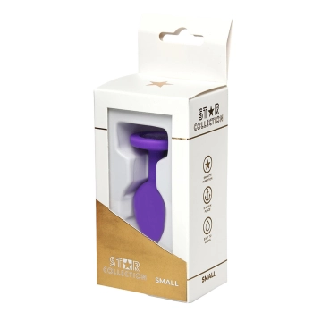 Korek analny silikonowy Star Collection fioletowy z kamieniem S 7cm
