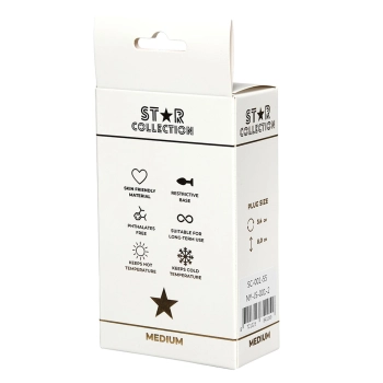 Srebrny metalowy korek analny Star Collection M 8,5cm jasnoróżowy kamień