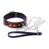 Obroża ze smyczą Whips Collection koniakowa skóra