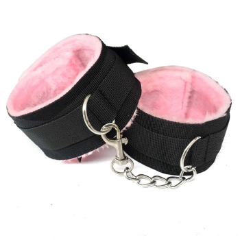 Zestaw kajdanek BDSM Fetish B Series z różowym futerkiem