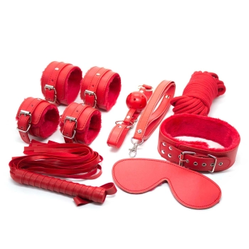 Zestaw bondage Fetish B Series czerwony 8 elementów