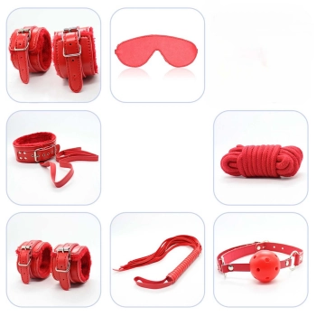 Zestaw bondage Fetish B Series czerwony 8 elementów
