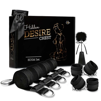 Zestaw pasów do łóżka BDSM Fetish B Series z kajdankami i piórkiem