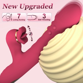Silicone Vibrator - 7 rotating functions and 7 licking functions