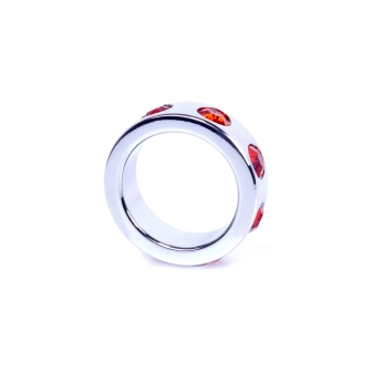 Pierścień-Metal Cock Ring with Red Diamonds Small