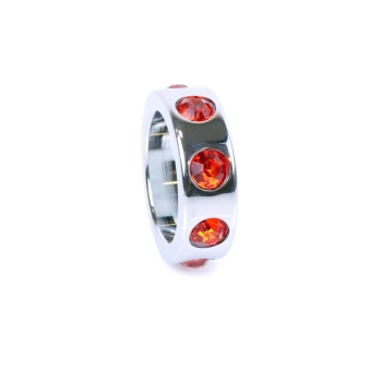 Pierścień-Metal Cock Ring with Red Diamonds Small