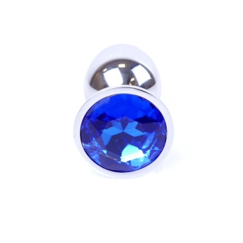 Biżuteria analna stalowa MyLove Toys ciemnieniebieska z diamentem 7 cm