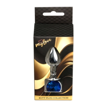 Biżuteria analna stalowa MyLove Toys ciemnieniebieska z diamentem 7 cm