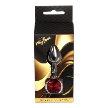 Biżuteria analna srebrna MyLove Toys czerwony diamencik 7 cm