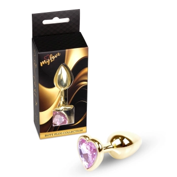 Korek analny złoty serce z diamentem MyLove Toys 7 cm