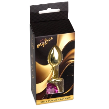Stalowy korek analny Gold Heart MyLove Toys różowy 7 cm