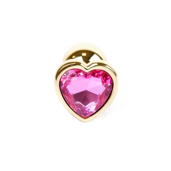 Stalowy korek analny Gold Heart MyLove Toys różowy 7 cm