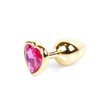 Stalowy korek analny Gold Heart MyLove Toys różowy 7 cm