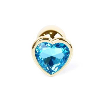 Biżuteria analna MyLove Toys Gold Heart jasnoniebieska 7 cm