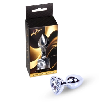 Srebrny korek analny z sercem MyLove Toys 7 cm