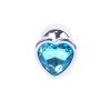 Korek analny srebrny serduszko jasnoniebieski MyLove Toys 7 cm