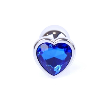 Korek analny srebrny serce MyLove Toys ciemnoniebieski 7 cm