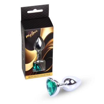 Biżuteria analna srebrna serce zielony MyLove Toys 7 cm
