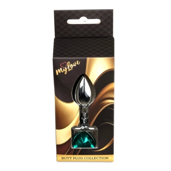 Biżuteria analna srebrna serce zielony MyLove Toys 7 cm
