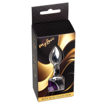 Biżuteria analna srebrna serce MyLove Toys fioletowa 7 cm