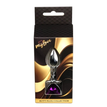 Biżuteria analna srebrna serce MyLove Toys fioletowa 7 cm