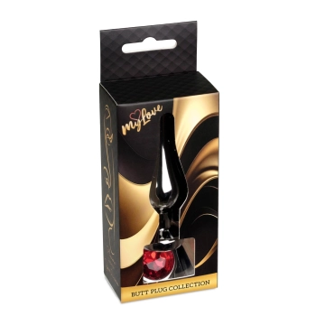 Biżuteria analna stalowa MyLove Toys srebrna czerwona 9.5 cm