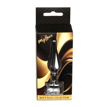 Biżuteria analna stalowa MyLove Toys srebrna z diamencikiem 9.5 cm