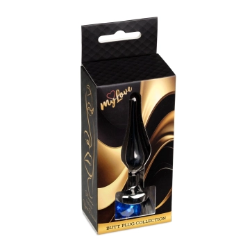 Biżuteria analna stalowa z diamentem MyLove Toys ciemnoniebieska 9,5 cm