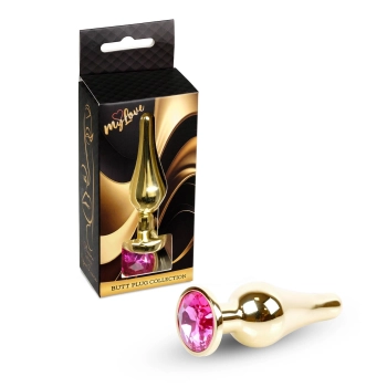 Biżuteria analna stalowa MyLove Toys z diamentem różowa 9,5 cm
