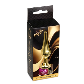 Biżuteria analna stalowa MyLove Toys z diamentem różowa 9,5 cm