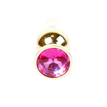 Biżuteria analna stalowa MyLove Toys z diamentem różowa 9,5 cm