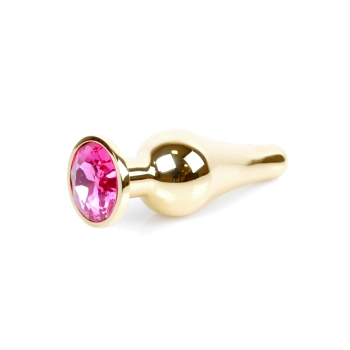 Biżuteria analna stalowa MyLove Toys z diamentem różowa 9,5 cm