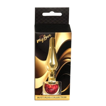 Stalowy korek analny z diamentem MyLove Toys czerwony 9.5 cm