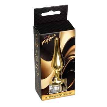 Korek analny stalowy złoty z diamencikiem MyLove Toys 9.5 cm