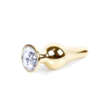 Korek analny stalowy złoty z diamencikiem MyLove Toys 9.5 cm