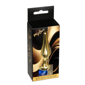 Korek analny stalowy MyLove Toys z diamentem ciemnieniebieski 9,5 cm