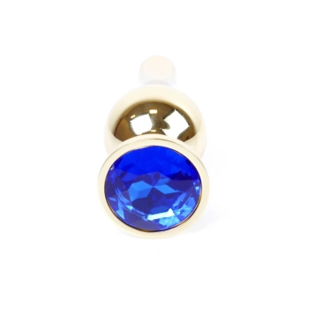 Korek analny stalowy MyLove Toys z diamentem ciemnieniebieski 9,5 cm