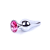 Biżuteria analna srebrna z różowym diamencikiem MyLove Toys 9.5 cm