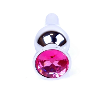 Biżuteria analna srebrna z różowym diamencikiem MyLove Toys 9.5 cm
