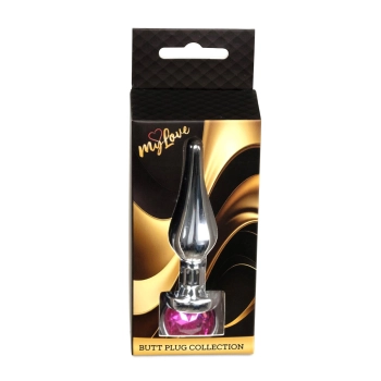 Biżuteria analna srebrna z różowym diamencikiem MyLove Toys 9.5 cm