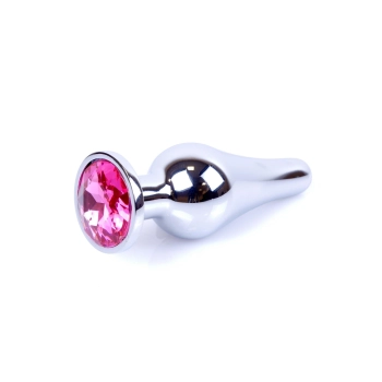 Biżuteria analna srebrna z różowym diamencikiem MyLove Toys 9.5 cm