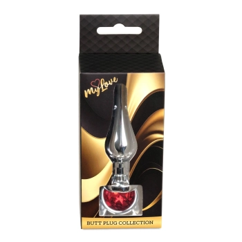 Korek analny srebrny z czerwonym diamencikiem MyLove Toys 9,5 cm
