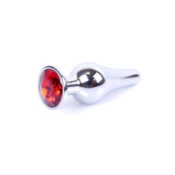 Korek analny srebrny z czerwonym diamencikiem MyLove Toys 9,5 cm