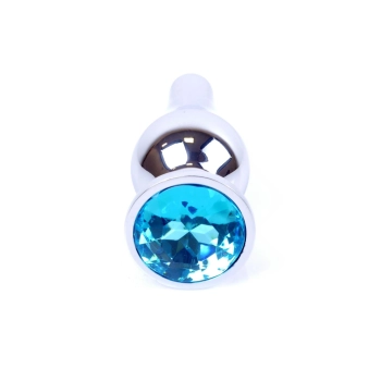 Biżuteria analna srebrna z diamentem MyLove Toys jasnoniebieska 9,5 cm