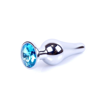 Biżuteria analna srebrna z diamentem MyLove Toys jasnoniebieska 9,5 cm